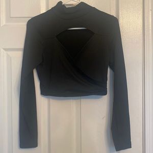 Shein black mock crop top
